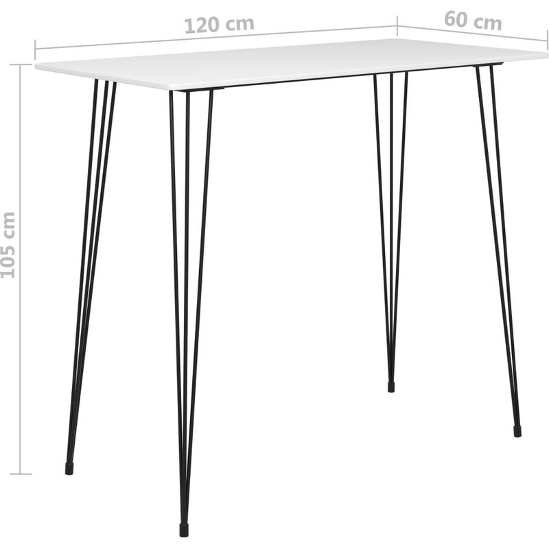 vidaXL Table de bar Blanc 120x60x105 cm - Image 5