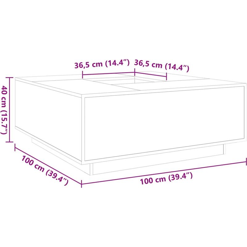 Vidaxl – Table basse blanche 100x100x40 cm en bois d'ingénierie – Surface résistante à l'humidité – Multifonctionnelle pour salon ou chambre - Image 3