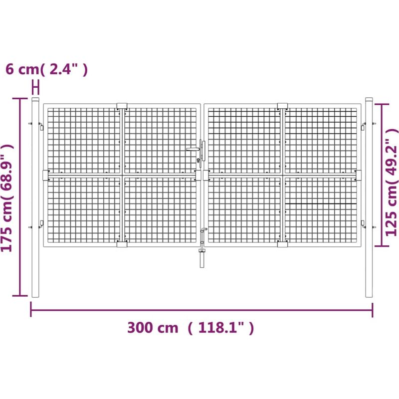 Vidaxl – Portail grillagé anthracite 300 x 125 cm – Acier galvanisé résistant à la corrosion – Conception verrouillable pour sécurité - Image 5