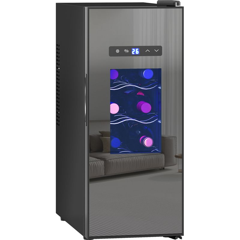 Homcom – Cave à vin multi-température 12 bouteilles – Thermoélectrique silencieuse – Plage de température 8-18°C – Porte vitrée anti-UV