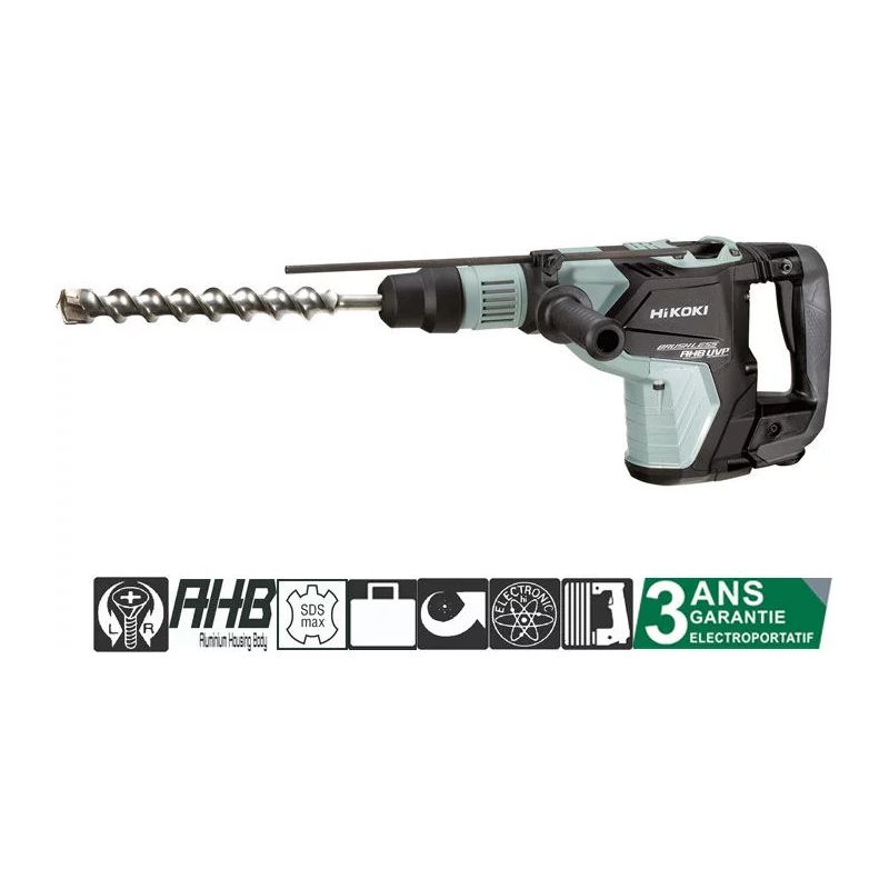 Hitachi – Perforateur burineur 40 mm SDS MAX 1150 W – Force de percussion 11 Joules – Vitesse 250 à 500 tr/min – Triple protection anti-vibration Pan