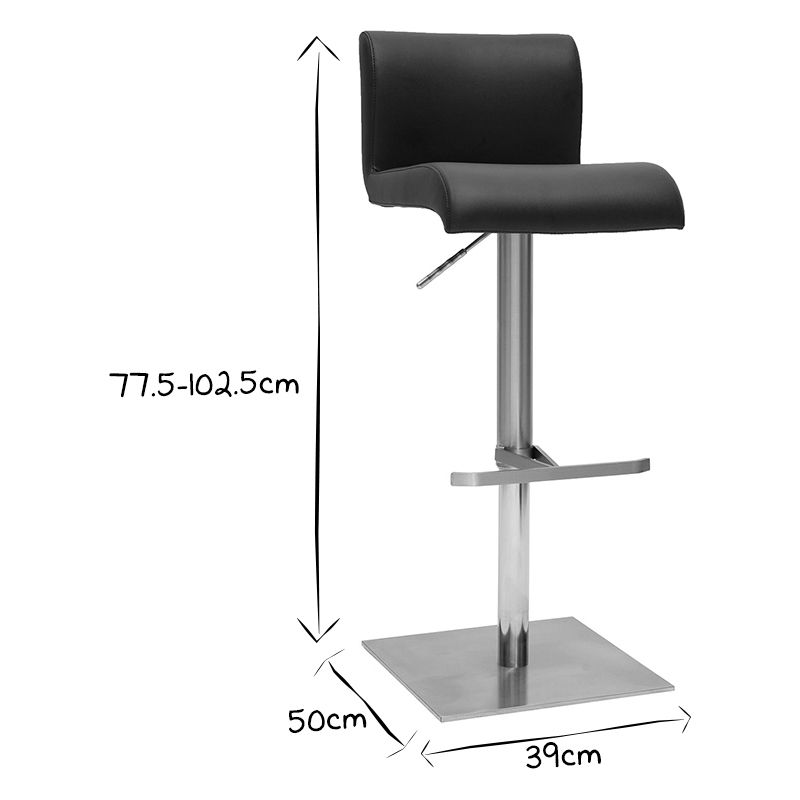 Tabourets de bar design réglables noir et inox brossé (lot de 2) SHEINA - Image 5