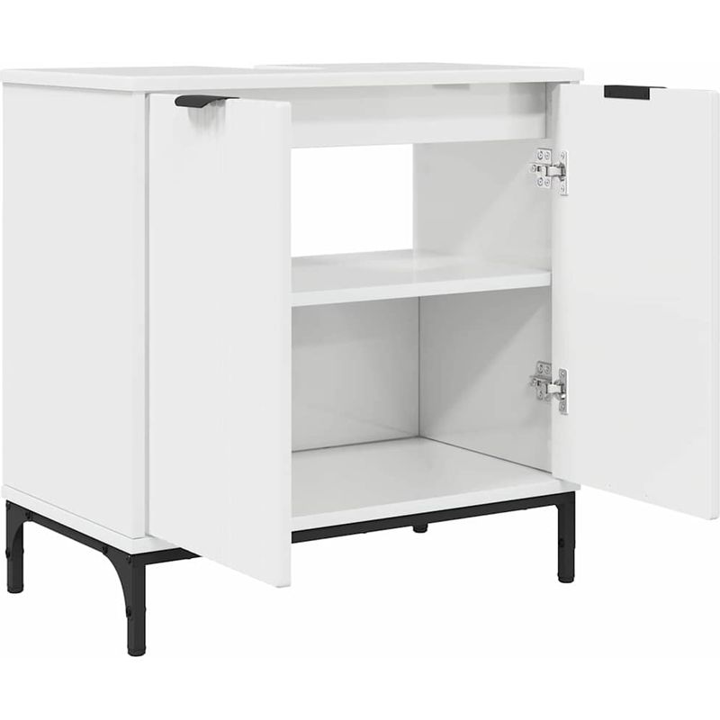 vidaXL Ensemble de mobilier de salle de bain 3 pc Blanc brillant - Image 5