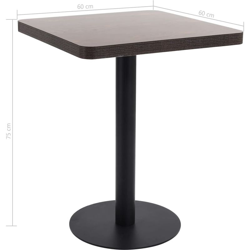 Vidaxl – Table de bistro marron foncé 60x60 cm MDF – Piètement acier – Épaisseur 3,8 cm – Pour 2 personnes – Facile à assembler - Image 2