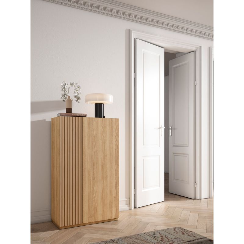 Meuble à chaussures en mélamine 70x35x122cm – 5 étagères réglables – 2 portes à fermeture douce – Capacité 18-20 paires – Herdasa - Image 3