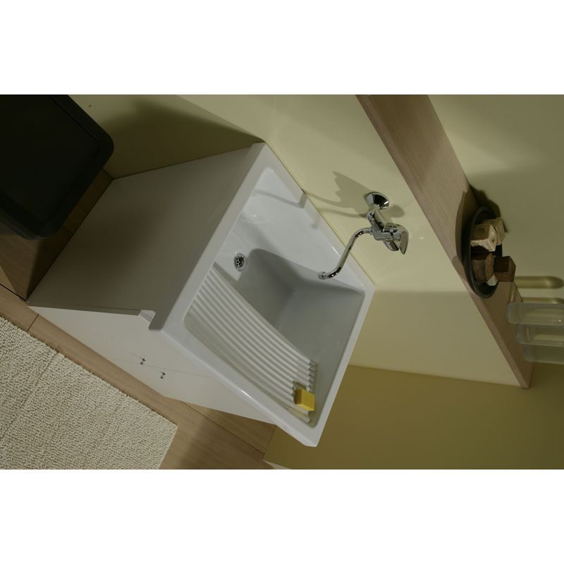 Indusa – Bac à laver en grès émaillé 39 x 60,5 cm – Profondeur cuve 34 cm – Couleur blanc brillant – Bac nu percé sans trop-plein - Image 7