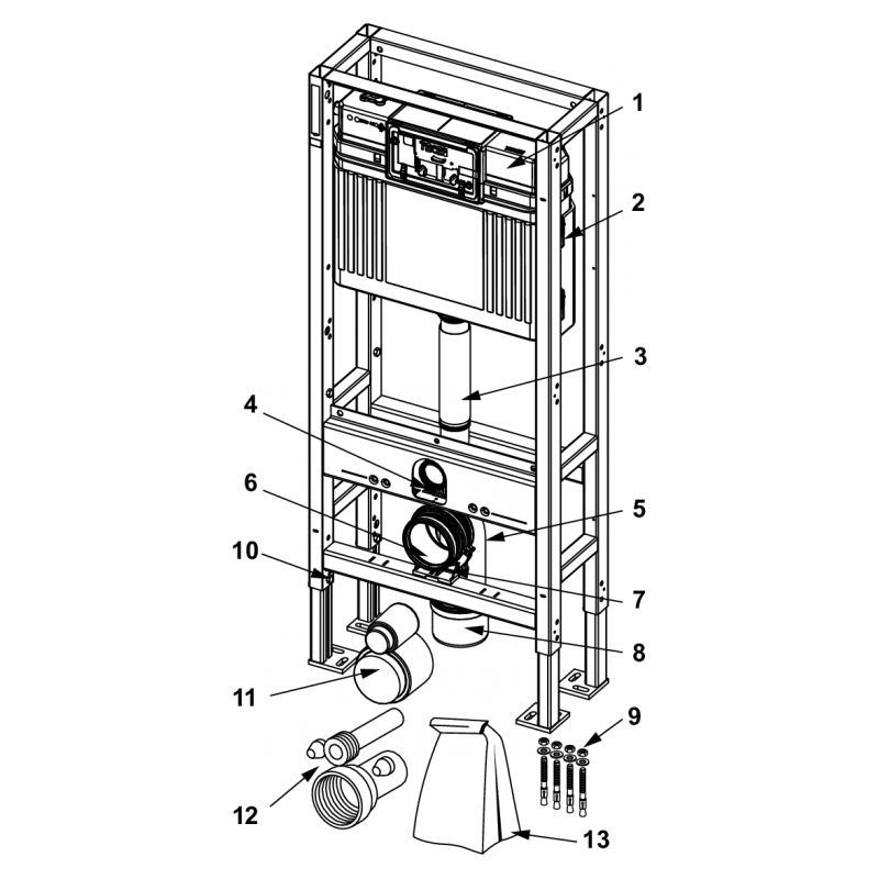Tece – Bâti support WC 9500353 autoportant 4 pieds – Double châssis avec réservoir – Fixation au sol – Pieds réglables avec freins - Image 3