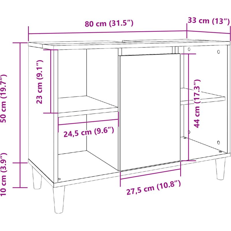 Vidaxl – Armoire de salle de bain en bois d'ingénierie – Résistante à l'humidité – 4 compartiments ouverts – Facile à nettoyer - Image 6