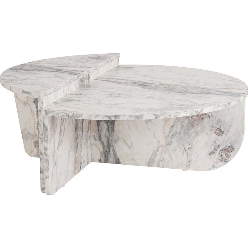 Calicosy – Ensemble de 2 tables basses gigognes 90x90x35 cm – Panneaux mélaminés décor marbre gris – Design contemporain pour salon Adapter - Image 8