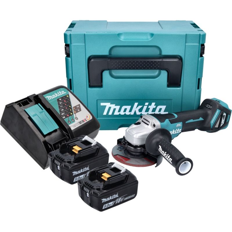 Makita Meuleuse d'angle sans fil DGA515RTJ, 18V avec interrupteur paddle 2x 5,0 Ah + chargeur en MAKPAC - Image 2