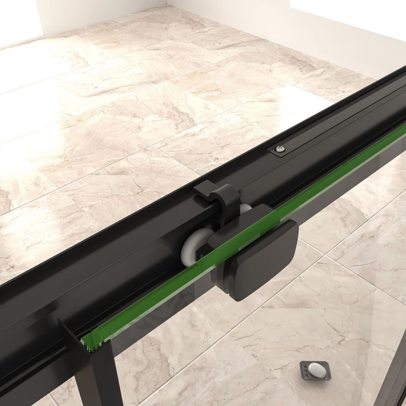 Aica Sanitaire – Porte de douche noir mat 120x195cm – Verre anticalcaire 8mm – Amortisseur pour fermeture silencieuse – Profilé aluminium - Image 3