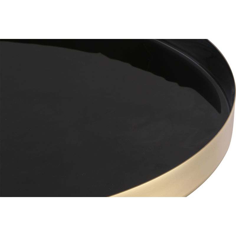 Table d'appoint ronde en acier laqué noir et doré D41 cm SPLEEN - Image 3