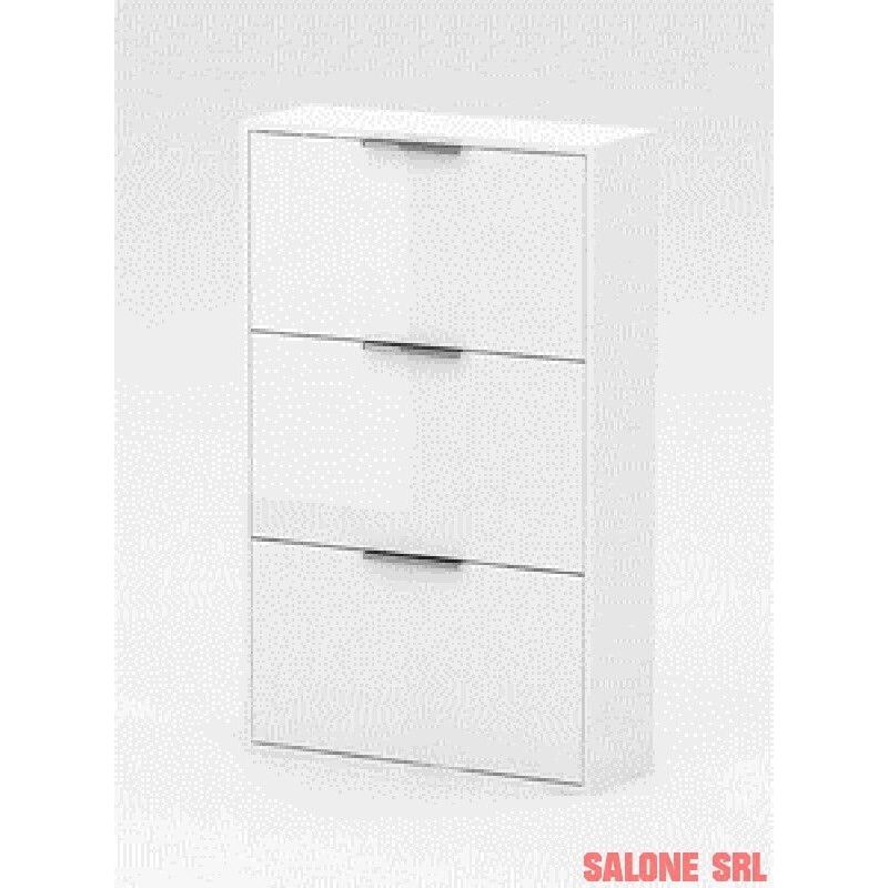 Meuble A chaussures avec 3 A tagA res rabattables, couleur laquA blanc cm 65x25x100h meuble de salle de bain - Image 3