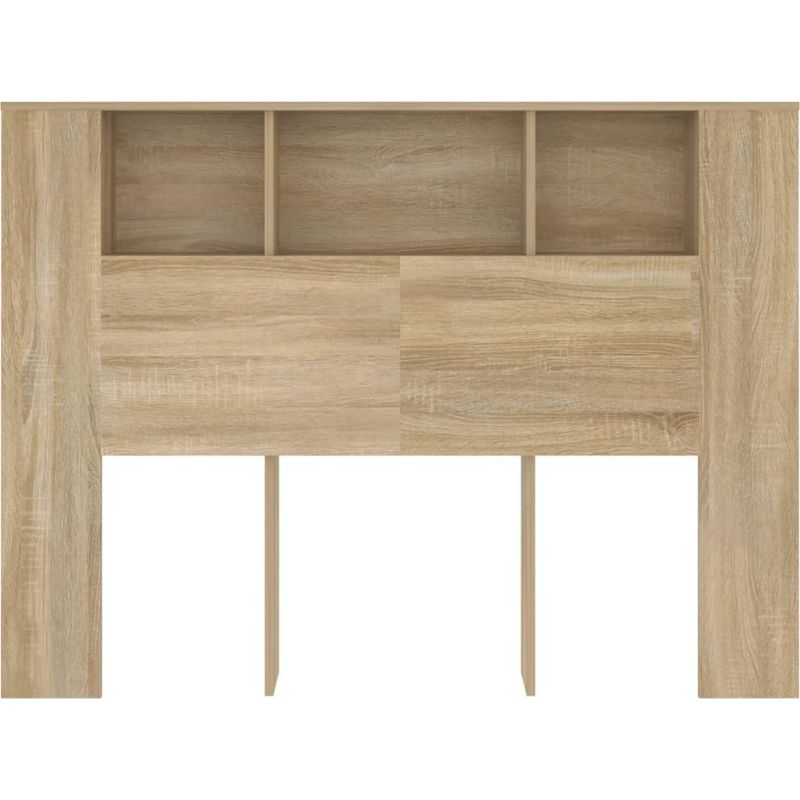 Maison Chic – Tête de lit en bois d'ingénierie chêne sonoma 140x18,5x104,5 cm – 5 compartiments pour rangement – Fixation murale incluse - Image 4