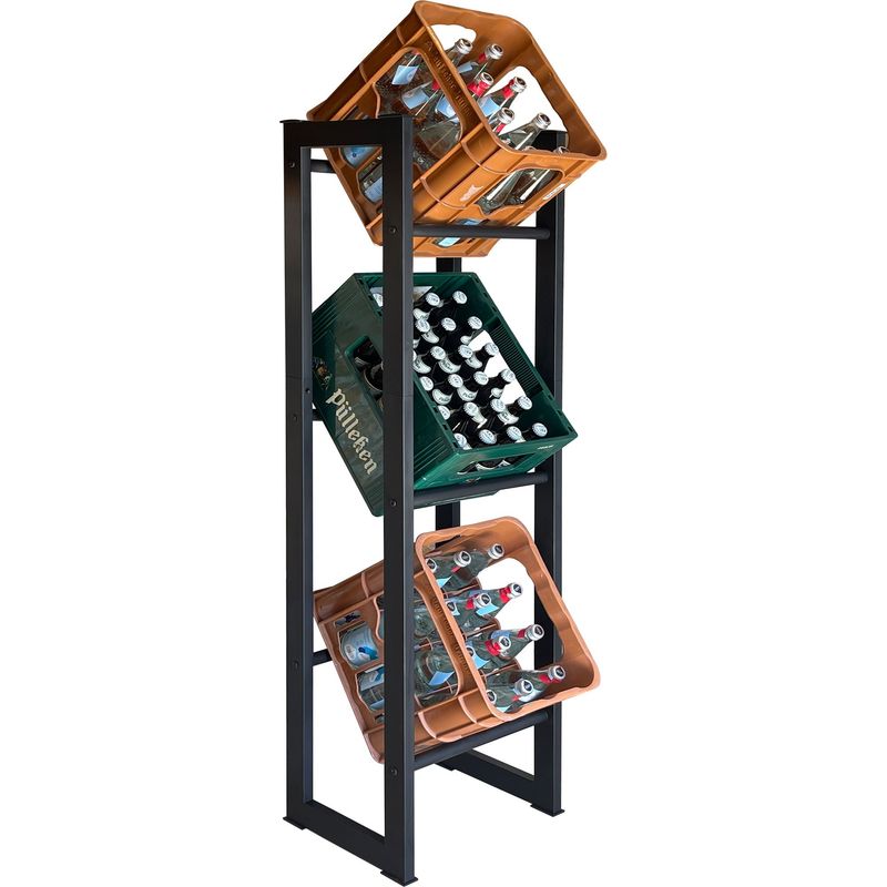 Getränkekistenregal 39x30x140cm für 3 Kästen Getränkekistenhalter Standregal Meuble