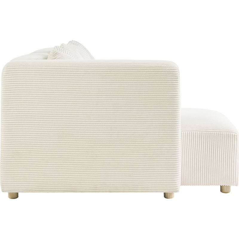 Miliboo – Canapé d'angle gauche 3 places en velours côtelé beige – Piètement en bois massif – Dimensions L229 x P91-125 cm – Confort cocooning - Image 3