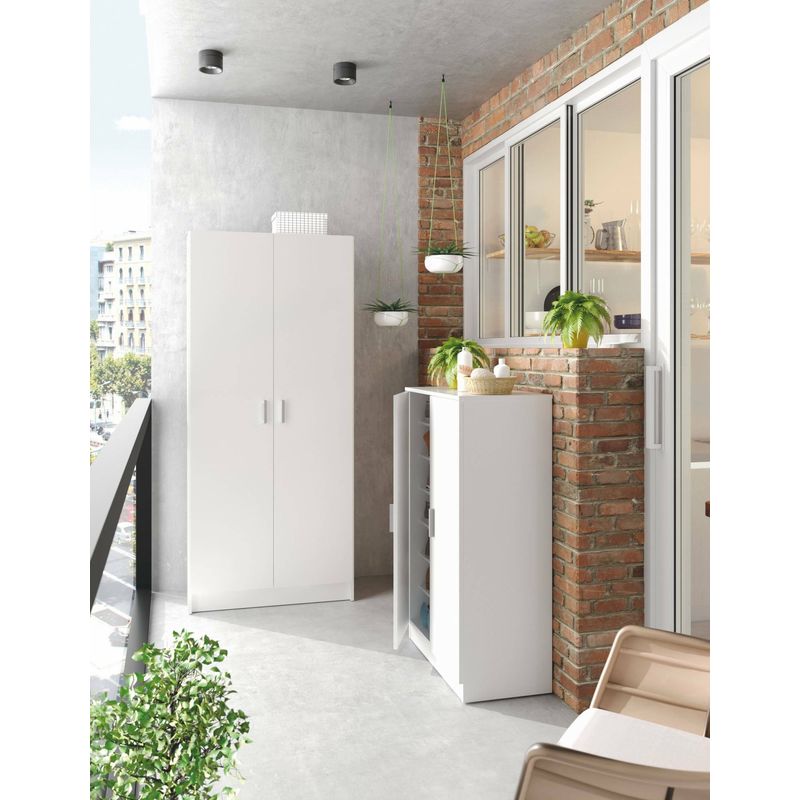 Dmora – Armoire murale de salle de bain 2 portes – 3 étagères modulables – Panneau mélaminé 15mm – Dimensions 37x180h cm – Poids max 45 kg - Image 5