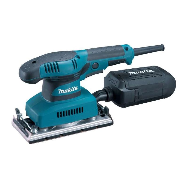 Makita – Ponceuse vibrante 190 W – Plaque de base aluminium 185x93 mm – Aspiration intégrée – Pour ponçage bois, plastique et métal