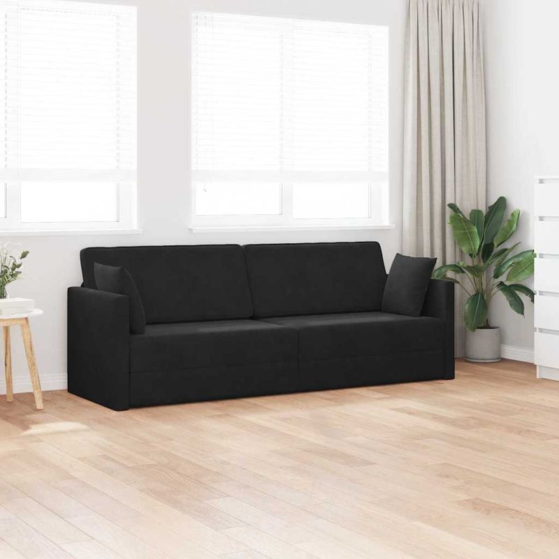 Vidaxl – Canapé-lit convertible velours noir 213 x 70 x 77 cm – Reclinable et ajustable – Construction robuste en métal et contreplaqué - Image 3