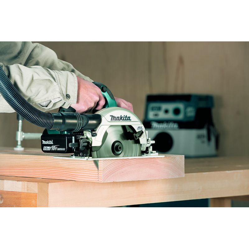Makita – Scie circulaire 18V LXT Ø165 mm avec 2 batteries 5,0 Ah – Moteur sans balais – Profondeur de coupe 57 mm – DHS660RTJ Pan - Image 2