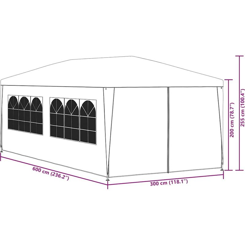 Vidaxl – Tente de réception 3x6 m – Structure en acier inoxydable – Résistante aux UV et à l'eau – Panneaux latéraux avec fenêtres décoratives - Image 8