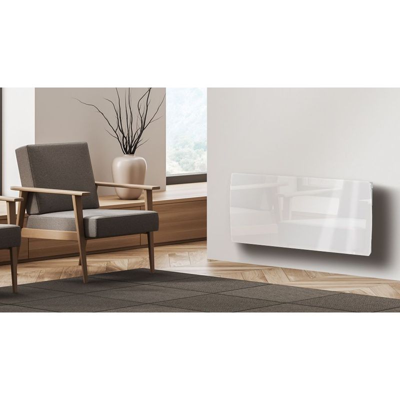Radiateur à inertie CARRERA - Ceramique Verre Blanc LCD 2000W - Blanc - Image 3