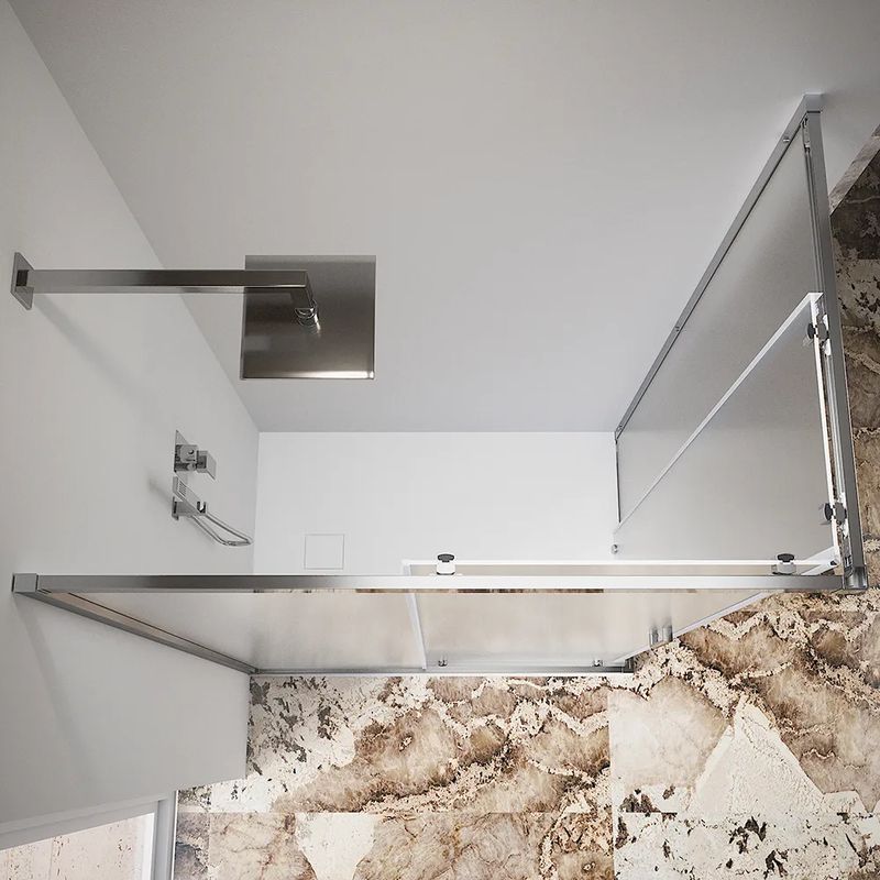 Paroi de douche coulissante 80x100 cm Aluminium Chromé Verre 6 mm moulé h185 - Réversible Mod. Tonga - Image 3