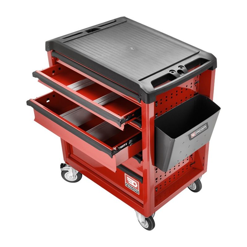 Facom – Servante d'atelier roulante 6 tiroirs rouge – Charge max 30kg par tiroir – Plan de travail polypropylène 800kg – Roues pivotantes avec frein - Image 5
