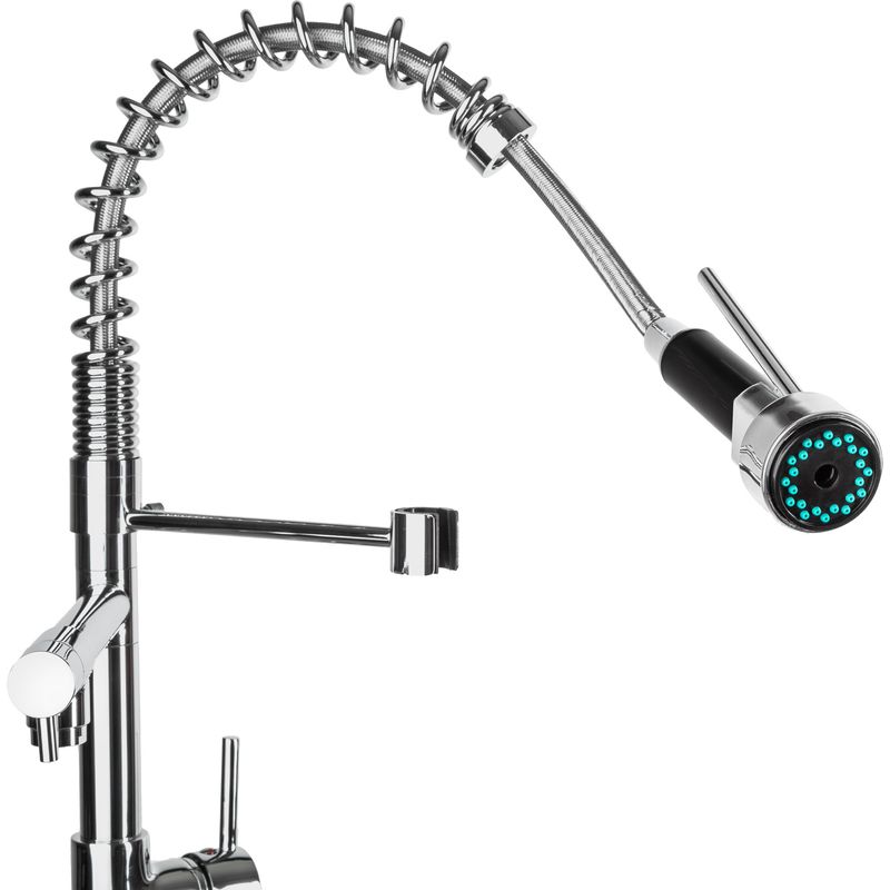 Robinet de cuisine avec douchette intégrée en laiton gris - Image 6