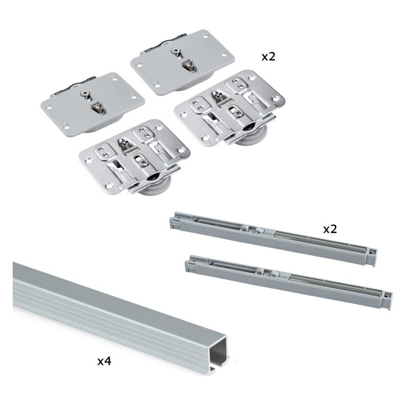 Emuca – Rail de porte coulissante 2.35 m – Finition anodisée mat – Support jusqu'à 30 kg – Installation simple avec accessoires inclus - Image 4