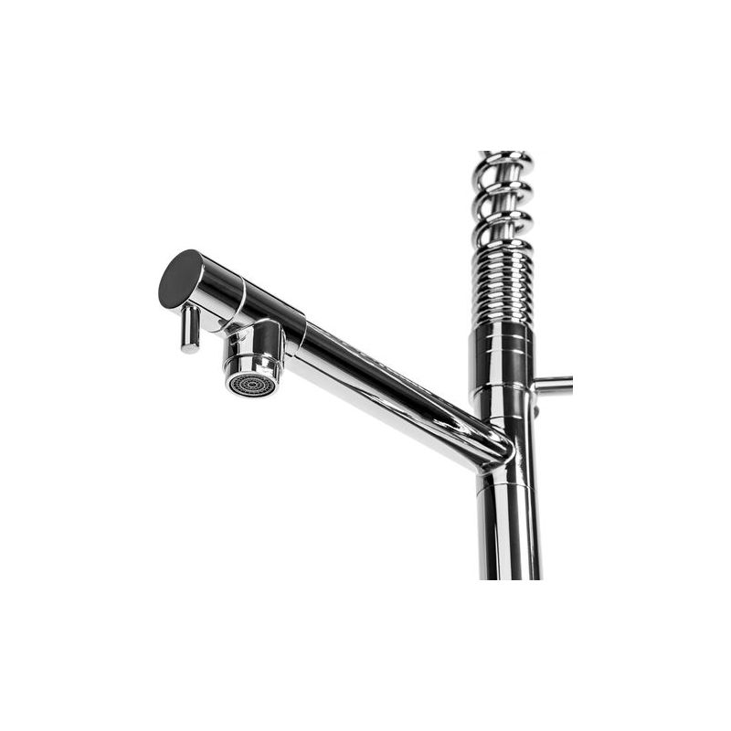 Robinet de cuisine avec douchette intégrée en laiton gris - Image 7
