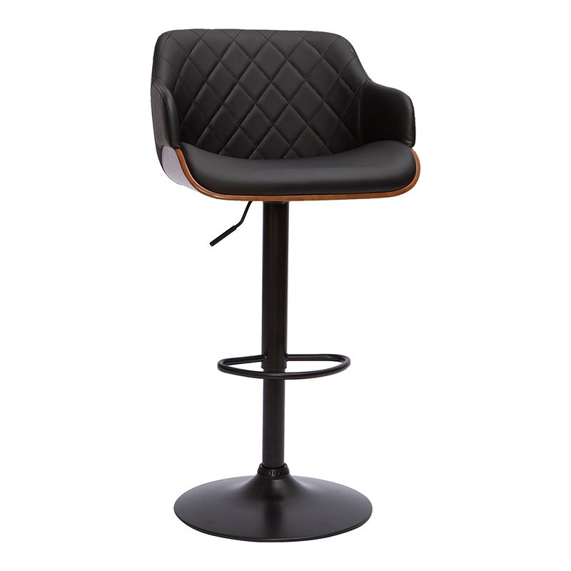 Tabouret de bar design réglable pivotant 360° noir et bois foncé LUCIEN