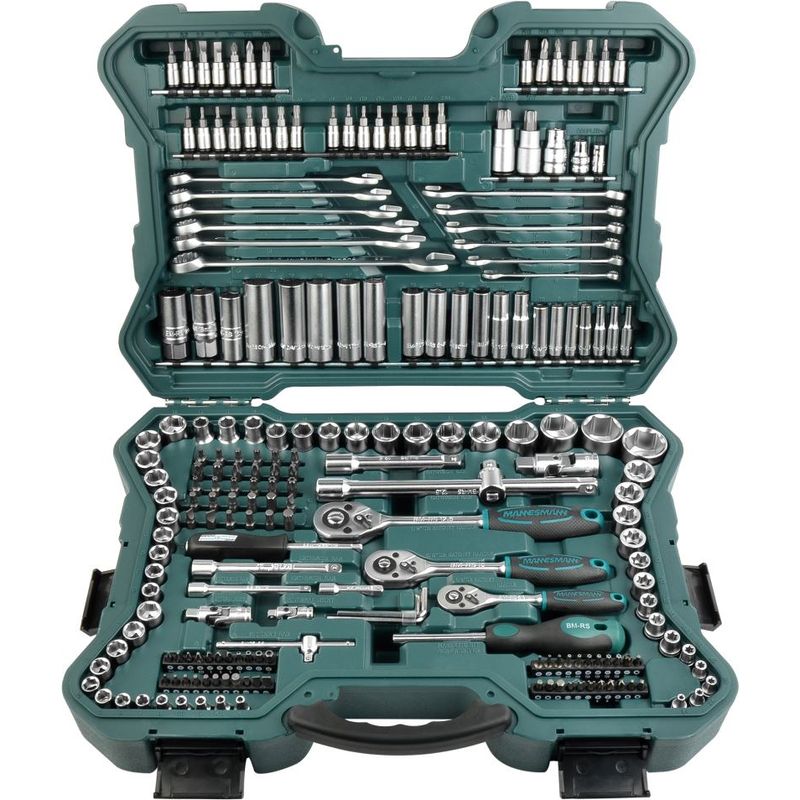 Brüder Mannesmann – Jeu de clés à douille 215 pièces 98430 – Coffret cliquet réversible 1/4, 3/8, 1/2 – Acier chrome-vanadium – Pour travaux - Image 10