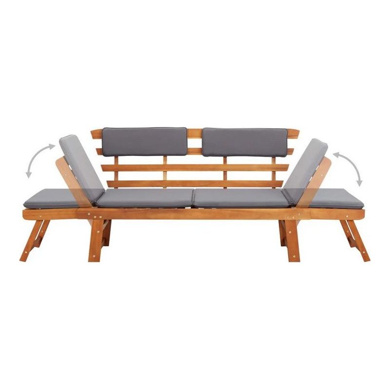 Vidaxl – Chaise longue 2-en-1 en bois d'acacia 190 cm – Coussins amovibles – Résistante aux intempéries – Pour extérieur Support - Image 8