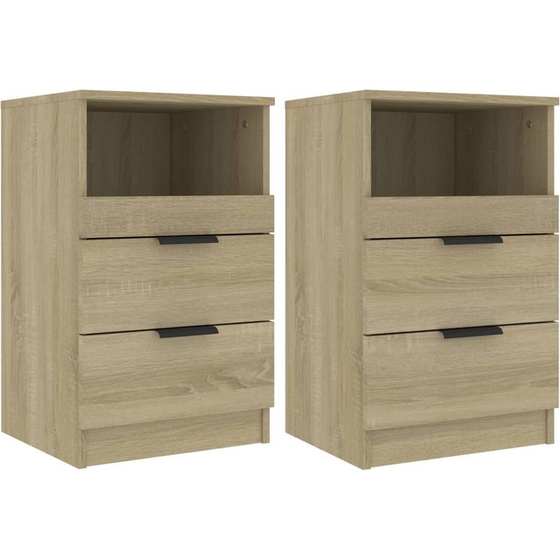 vidaXL Tables de chevet 2 pcs Chêne Sonoma Bois d'ingénierie Pot - Image 6
