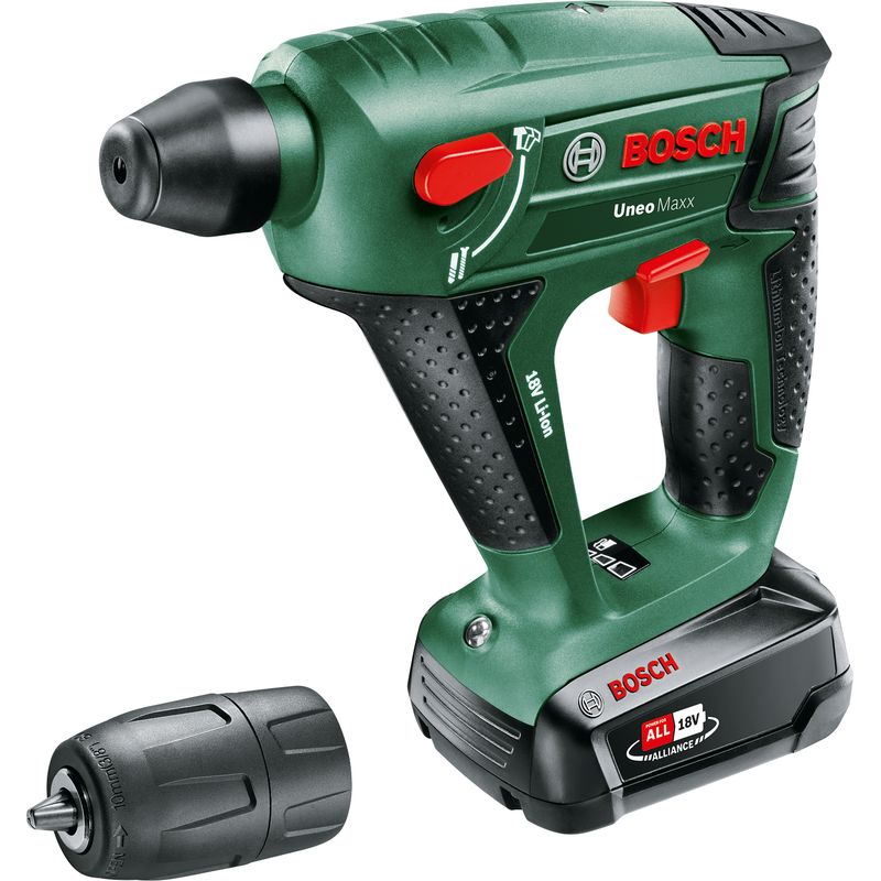 Perceuse à percussion sans fil Bosch Uneo Maxx (1 batterie, système 18 volts, diamètre de perçage dans le béton 10 mm)