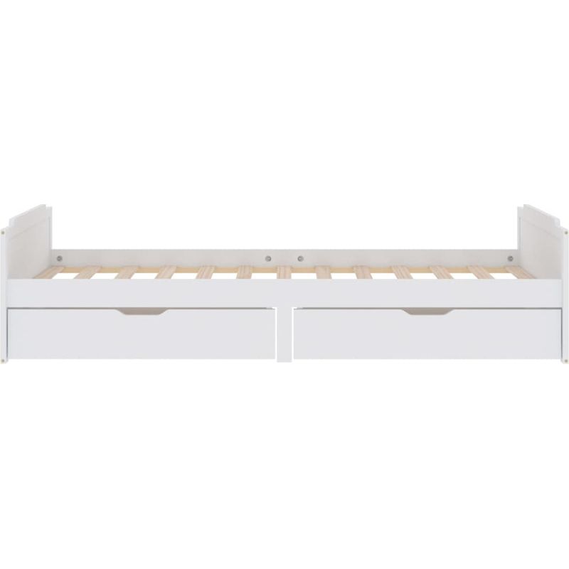 Vidaxl – Cadre de lit blanc 90x200 cm en bois de pin massif – Structure robuste avec tiroirs intégrés – Idéal pour chambre adulte - Image 5