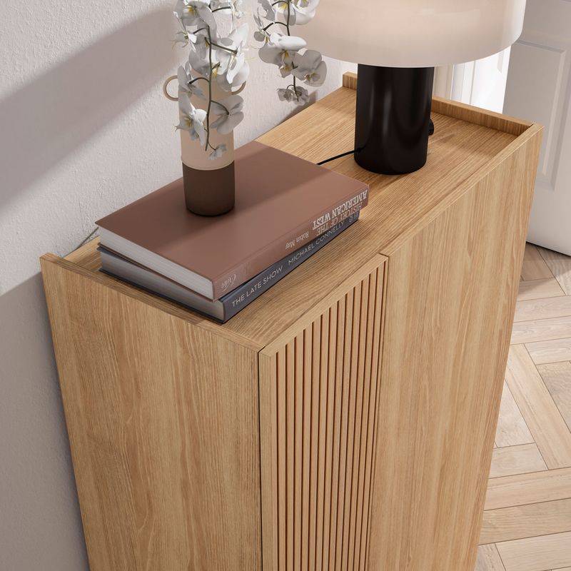 Meuble à chaussures en mélamine 70x35x122cm – 5 étagères réglables – 2 portes à fermeture douce – Capacité 18-20 paires – Herdasa - Image 4