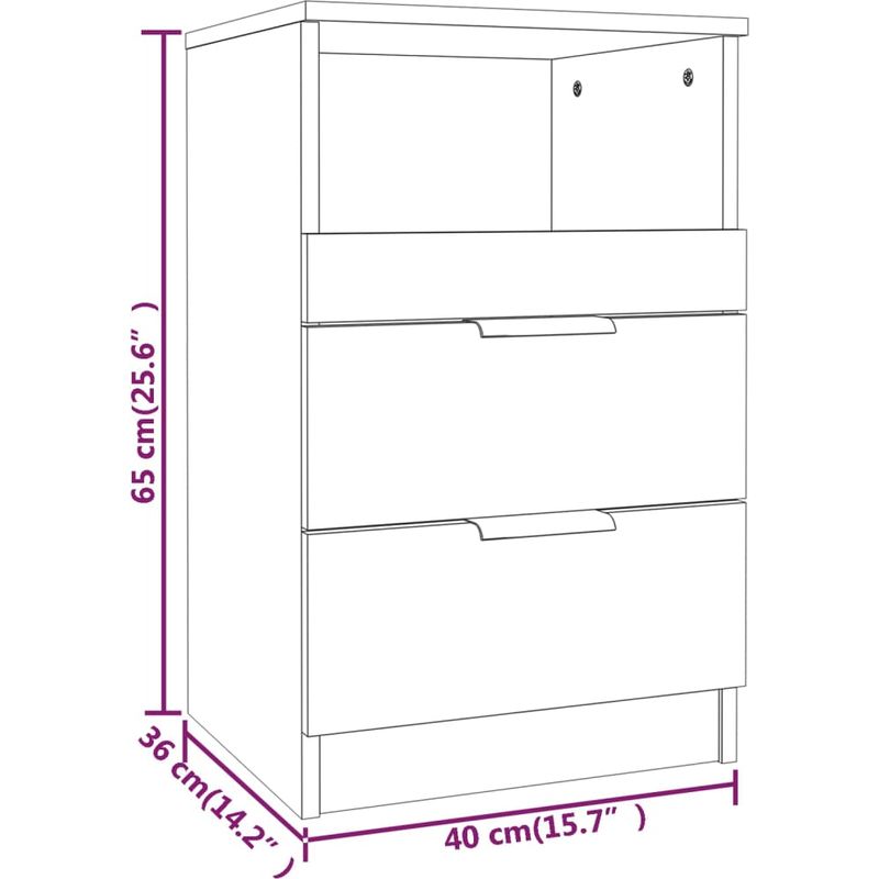 vidaXL Tables de chevet 2 pcs Chêne Sonoma Bois d'ingénierie Pot - Image 5