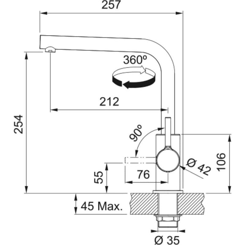 Franke – Mitigeur de lavabo 295481 noir mat – Douchette rotative 360° – Fixation intégrée – Laiton haute pression - Image 4