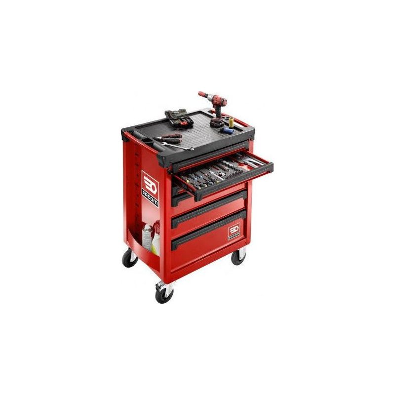 Facom – Servante d'atelier roulante 6 tiroirs rouge – Charge max 30kg par tiroir – Plan de travail polypropylène 800kg – Roues pivotantes avec frein - Image 4