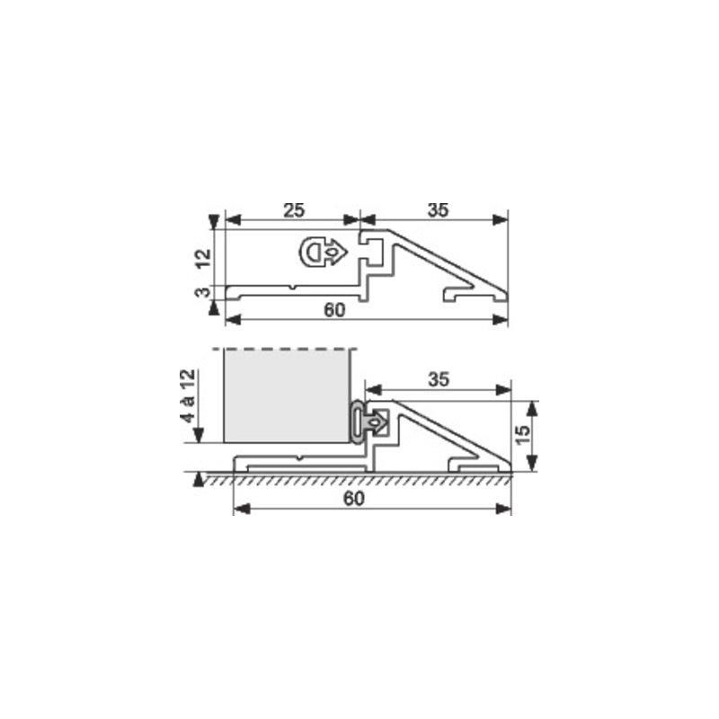 Vachette – Barre de seuil en aluminium brut 4m – Résistante aux chocs – Pour fixation sur béton – Finition lisse - Image 3