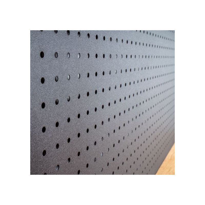 Établi modulable en bois d'hévéa 115x54cm – Charge max 300Kg – Châssis métallique noir mat – Panneau perforé pour rangement – Feroce - Image 4