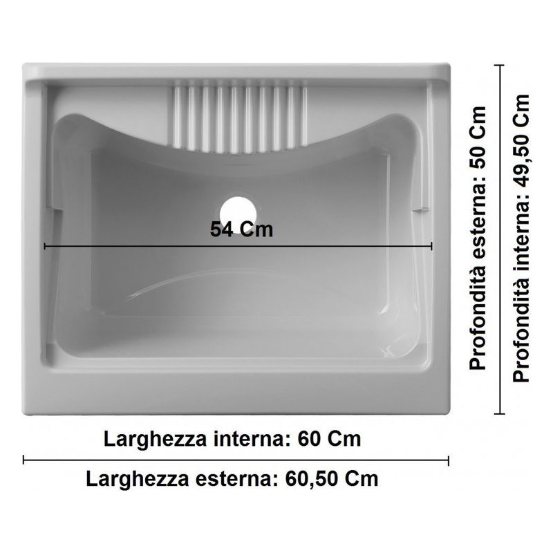 Negrari – Meuble double vasque en PVC effet chêne – 2 portes – Bac en polypropylène avec planche à laver – Kit de vidange auto-nettoyant - Image 7