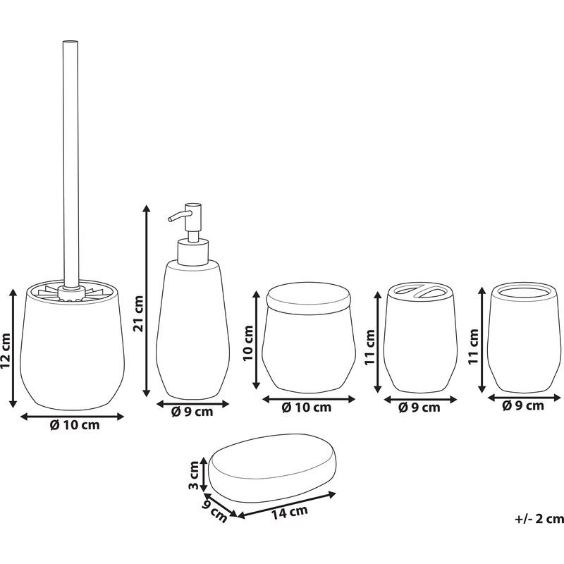 Beliani – Ensemble d'accessoires de salle de bain 6 pièces en céramique effet marbre blanc – Distributeur, porte-savon, brosse à dents, brosse - Image 3