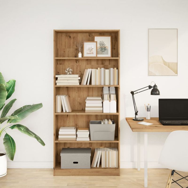 Vidaxl – Bibliothèque chêne artisanal 80x24x176 cm – Bois d'ingénierie – Compartiments ouverts pour rangement – Facile à entretenir - Image 3