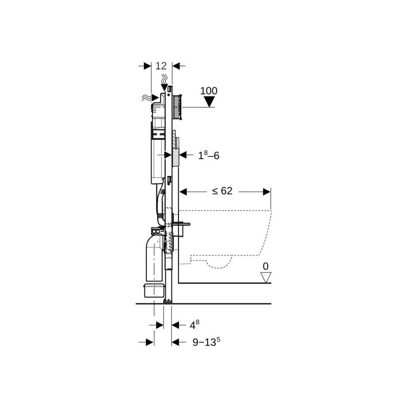Geberit – Bâti support WC suspendu 112cm – Réservoir de chasse encastré – Raccordement d'eau à l'arrière ou en haut – Fixation insonorisée - Image 3