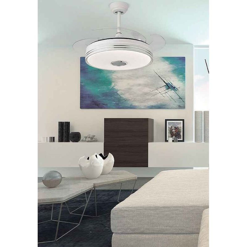 FABRILAMP Ventilateur DC 72W, 6120 lm, Bluetooth, 3 pales, 6 positions de vitesse, idéal pour rafraîchir et améliorer la circulation de l'air Adapter - Image 3