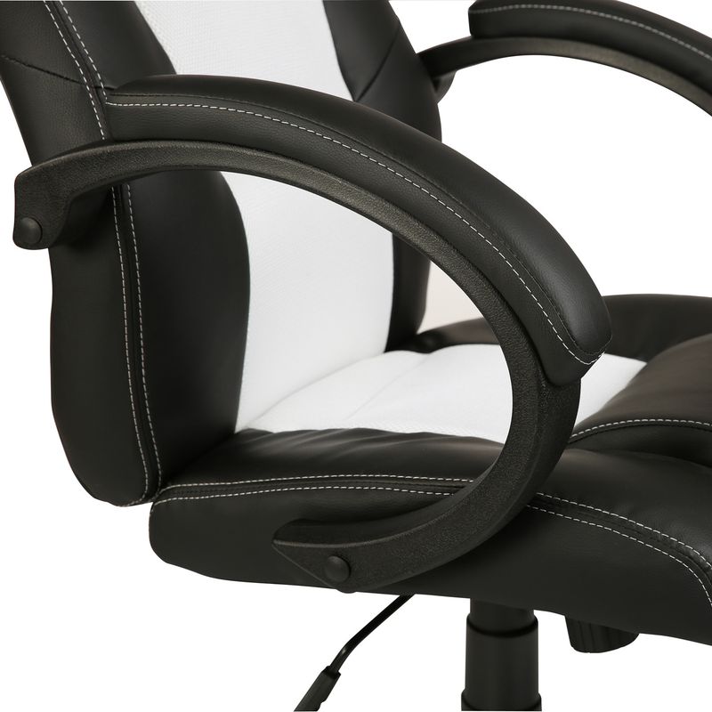 TRESKO Chaise de bureau, Fauteuil de bureau RACING SPORT GAMER Noir / Blanc Rembourrage Épais - Hauteur Réglable - Image 5