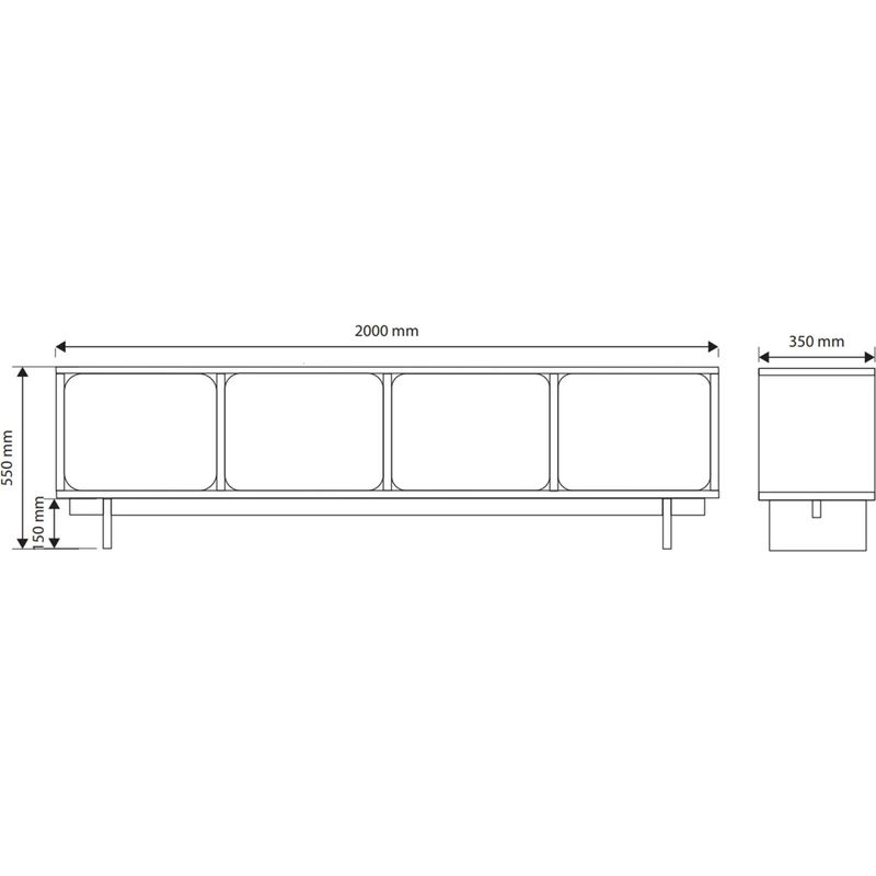 Selsey – Meuble TV 4 portes 200 cm – Panneau de particules stratifié – Gris beige – Système Push-to-Open – Design minimaliste - Image 5